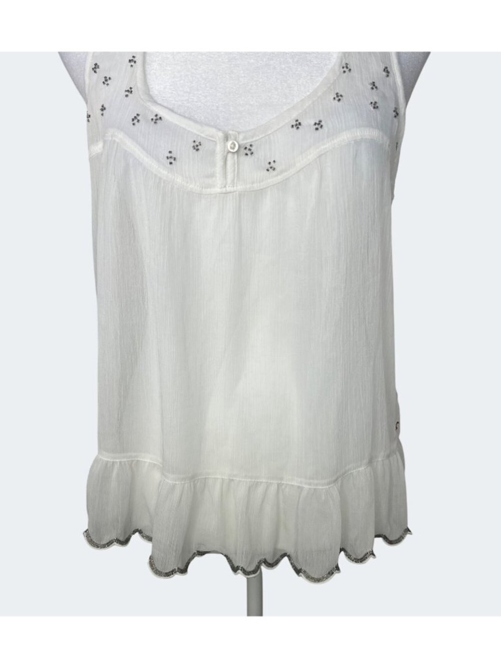 Hollister White Sleeveless Flowy Embroidered Tank Top Medium Scoop Neck - Picture 10 of 13